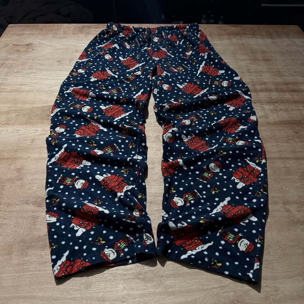 Y2K Peanuts Snoopy Charlie Brown Christmas Fleece Pajama Pants Large